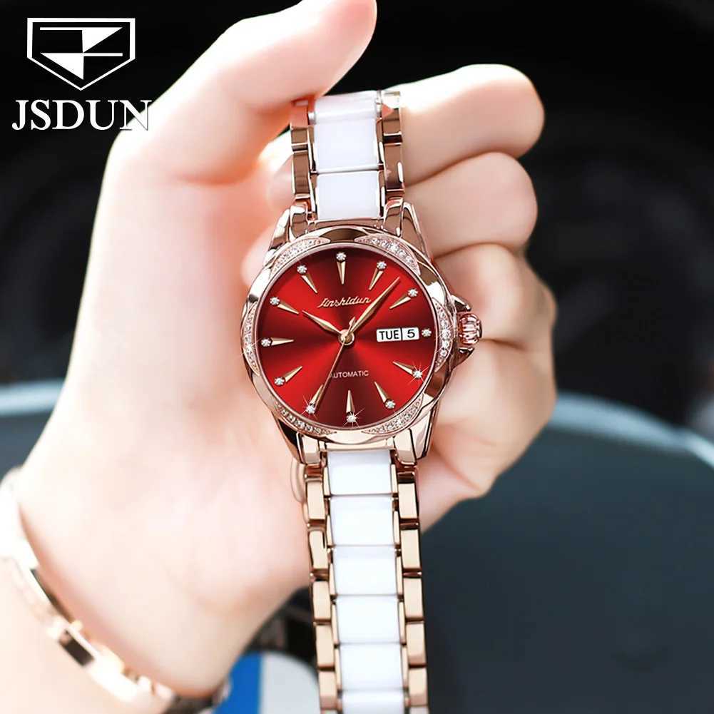 JSDUN New Trend Womens Luxury Fashion Womens Wrist Original Waterproof Ceramic Automatic Machinery W250104