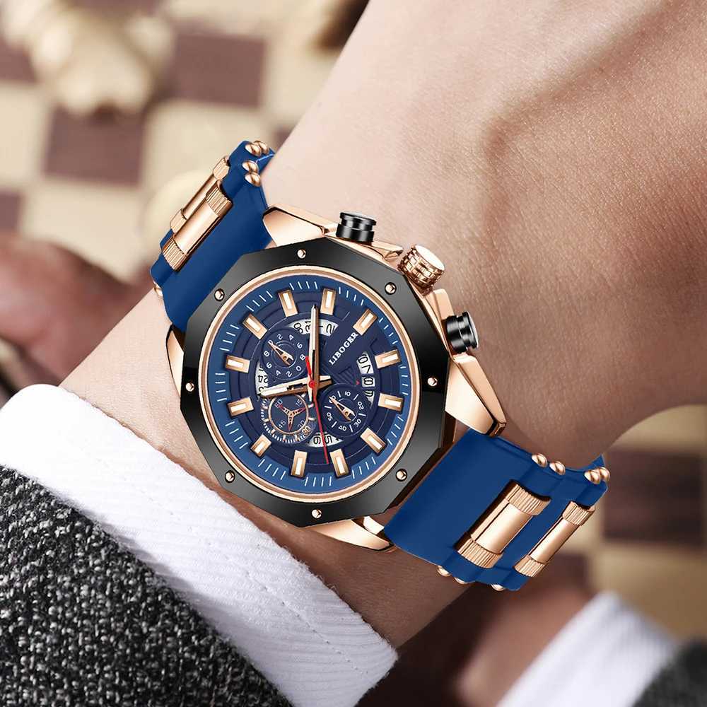 Blue Sile Mens Fashion Military Sports Timetable Mens Top Luxury Waterproof Mens Montre Homme W250104