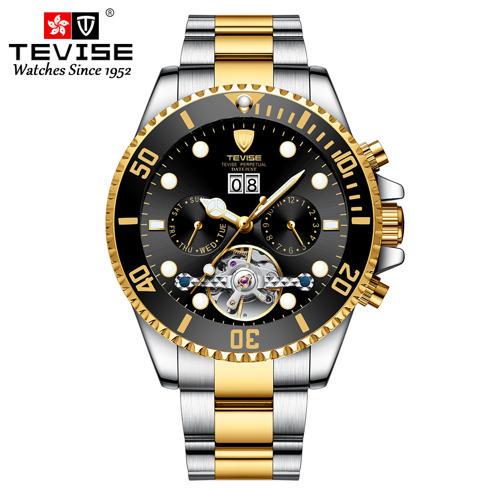 TEVISE Water Ghost Watch for Men Fully Automatic Mechanical Watch Tourbillon Fashion Watch Men T022 T823F