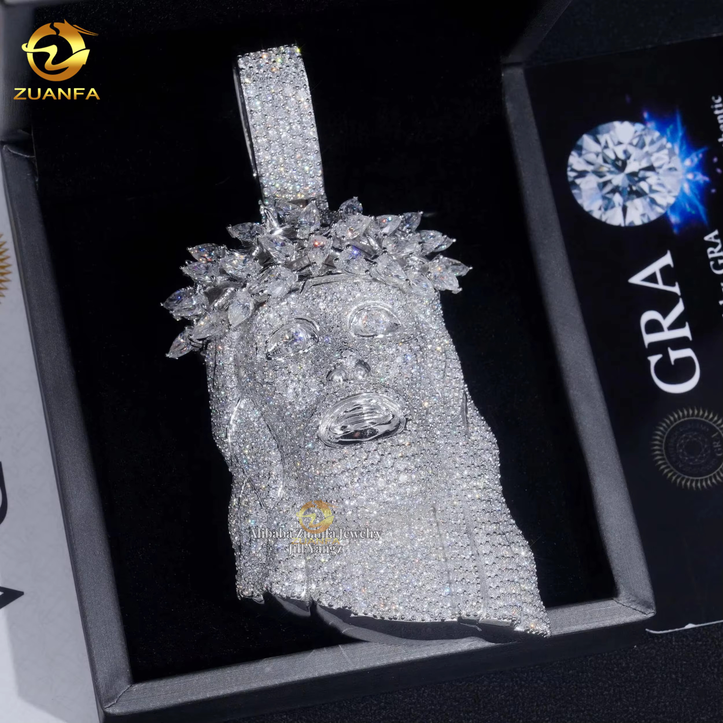 Exquisite Big Piece 3D Jesus Pendant Moissanite Pendants Iced Out Dias custom moissanite pendant Religious Jewelry