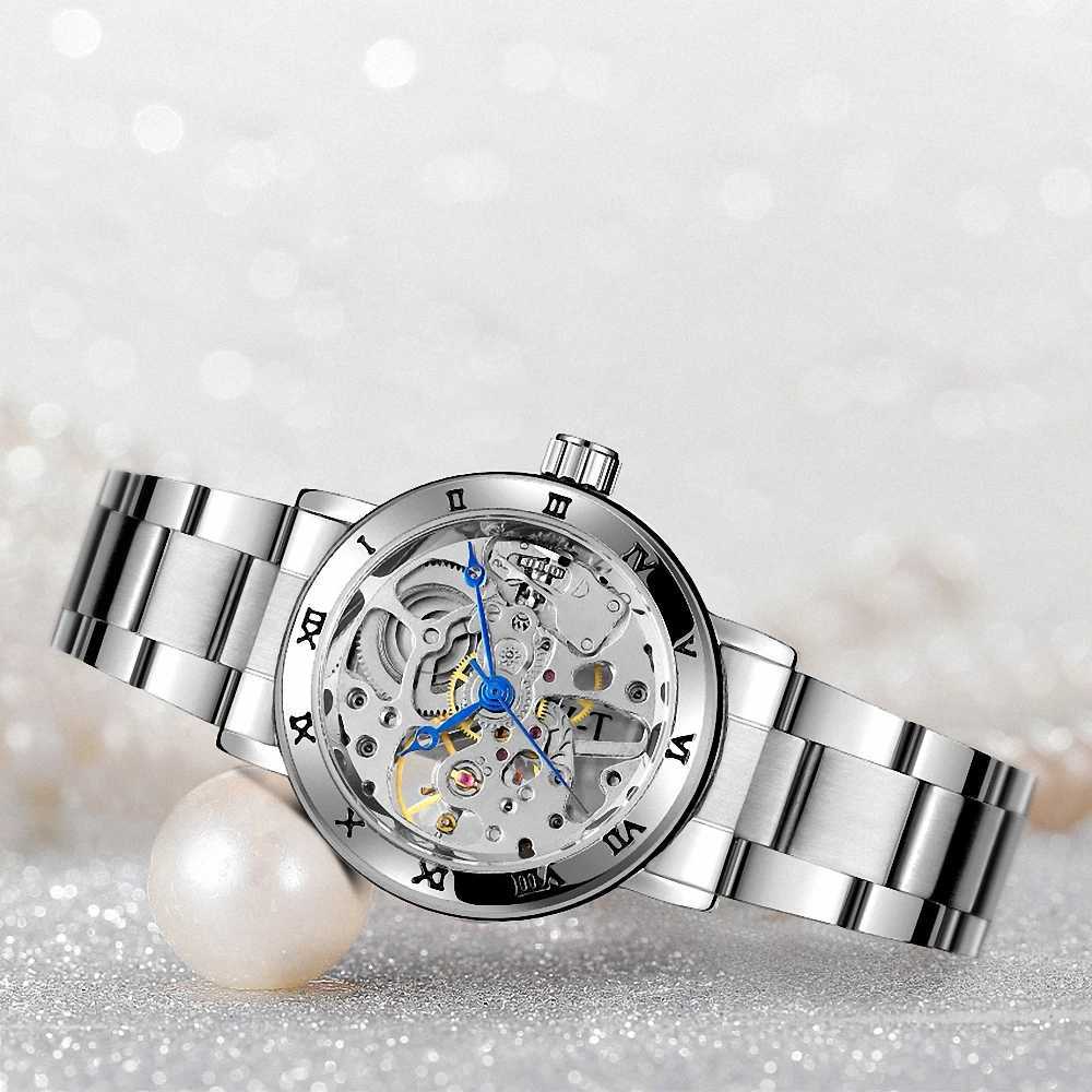 Winners Fashion Busin Mechanical for Women Luxury Brand Elegant Womens Stainless Steel Str Neutral W250104