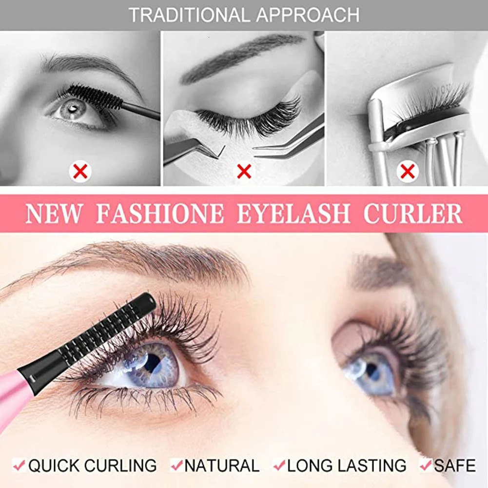 Heated Eyelash Curler Portable USB Rechargeable 4 Temperature Adjustable with LED Digital Display Styling Tool 241226