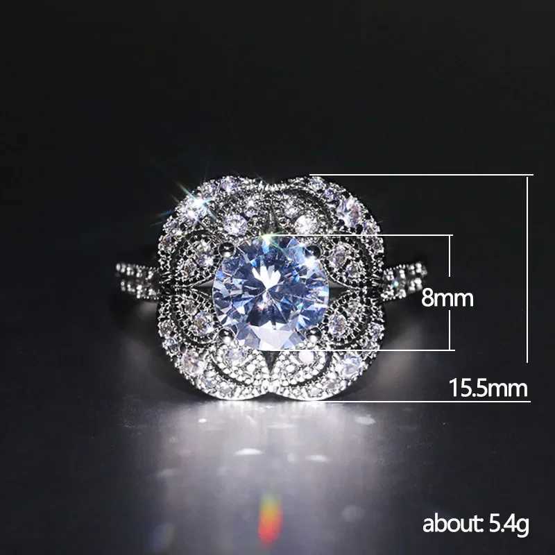 Luxury Jewelry 925 Sterling Silver Large Round Cut White Topaz CZ Diamond Couple Rings Women Wedding Bridal Ring SetXJ250104