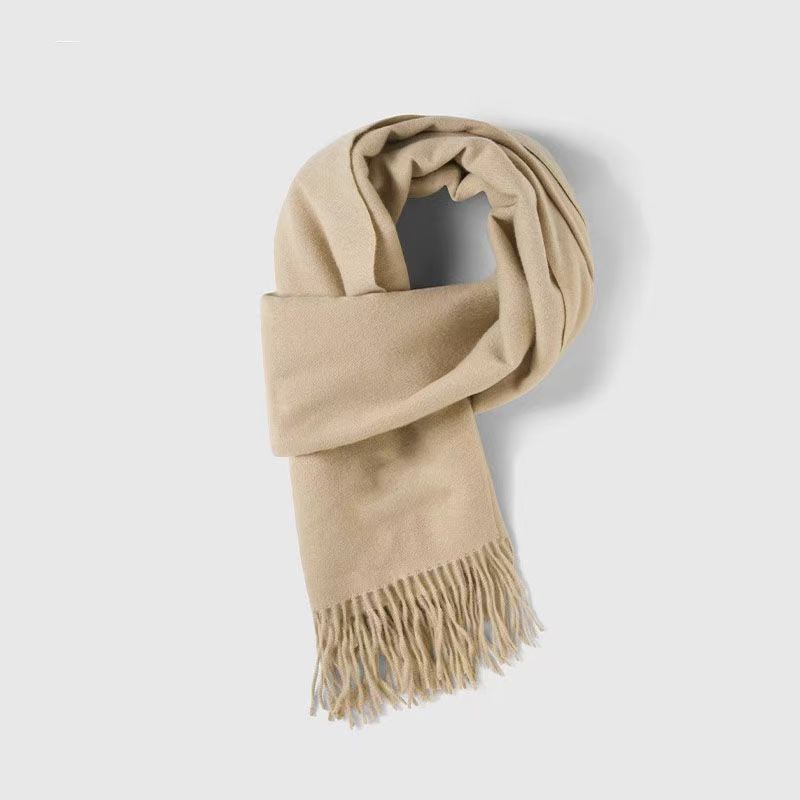 T054 solid color wool scarf female autumn and winter new Korean version all-match warm shawl neck tassel student thickening