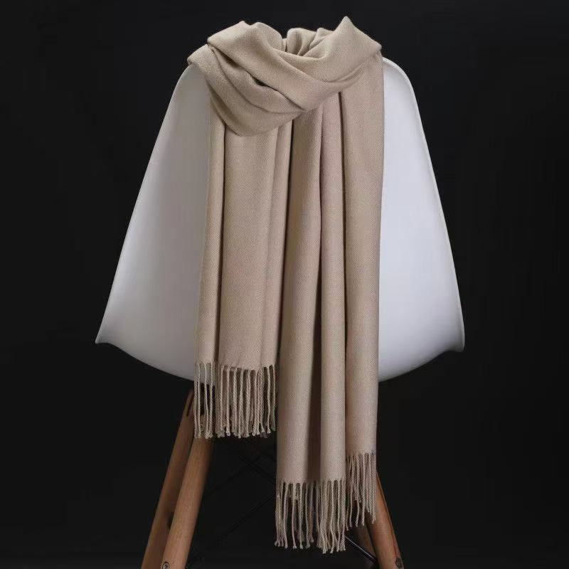T056 Thickened Scarf Women Autumn and Winter Solid Color Cashmere Scarf Student Female Korean Shawl Warm Scarf