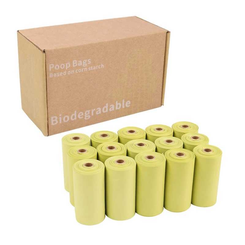 1-24Roll Corn Starch Biodegradable Pet Garbage Bag Compostable Vest Style Cat Dog Poop Trash Bags Outdoor Pets Carriers ToolXJ250104