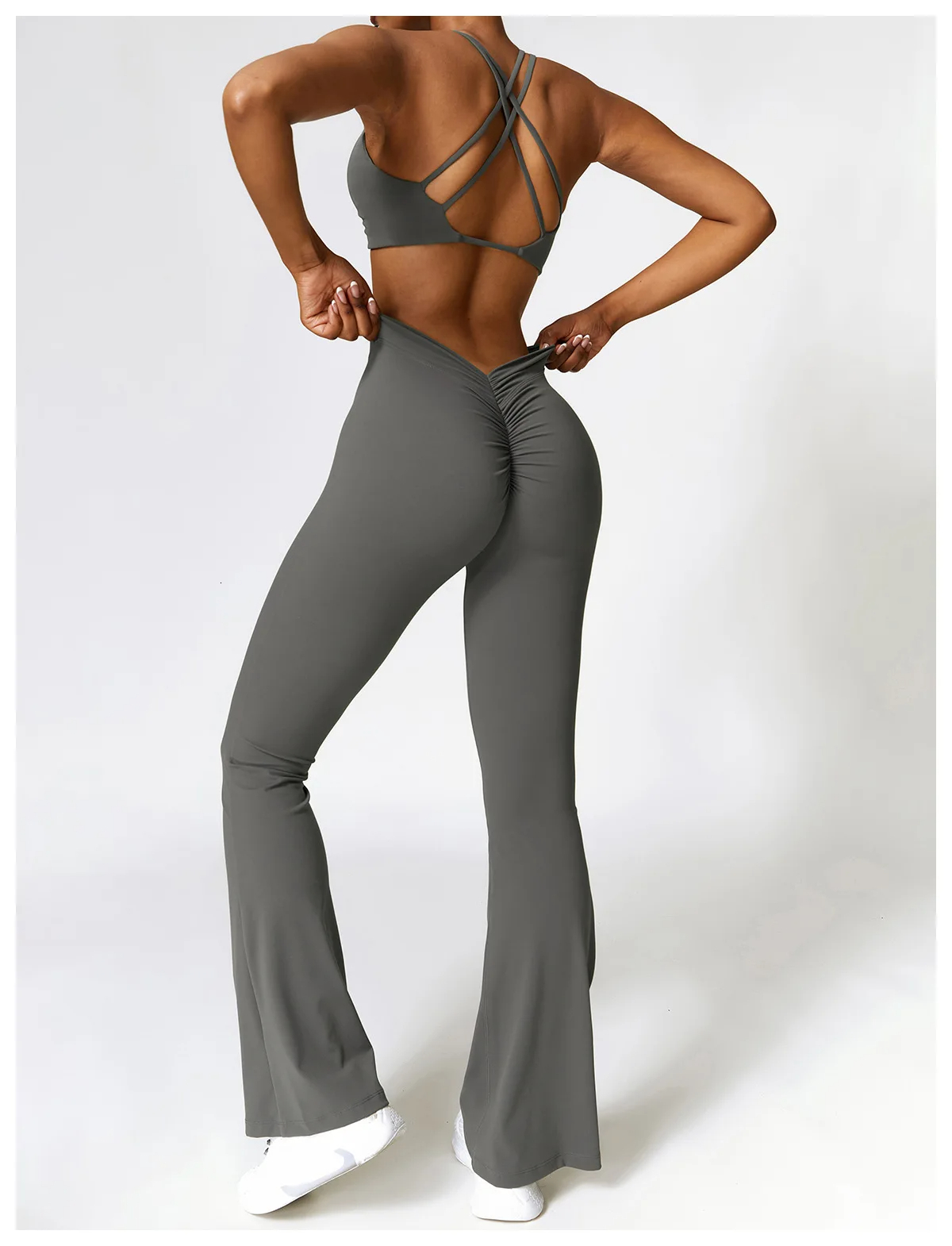 Yoga 2 Pieces Gym Set Workout Clothes For Women Seamless High Waist Leggings Sports Bra Suit