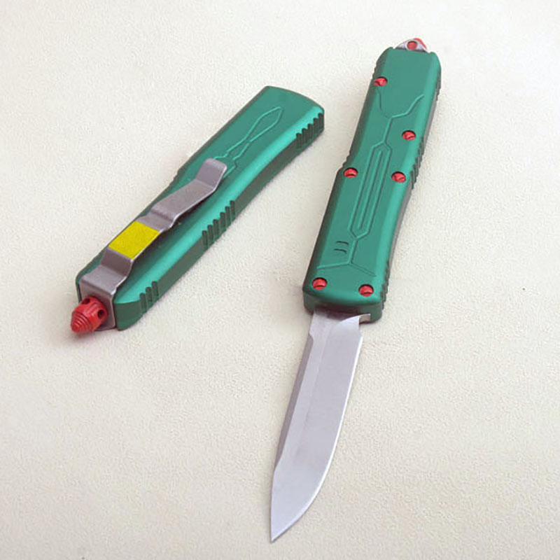 High End 7301 Tactical Knife D2 Stone Wash Blade Green Aviation Aluminum Handle Outdoor EDC Pocket Knives with Nylon Bag and Repair Tool