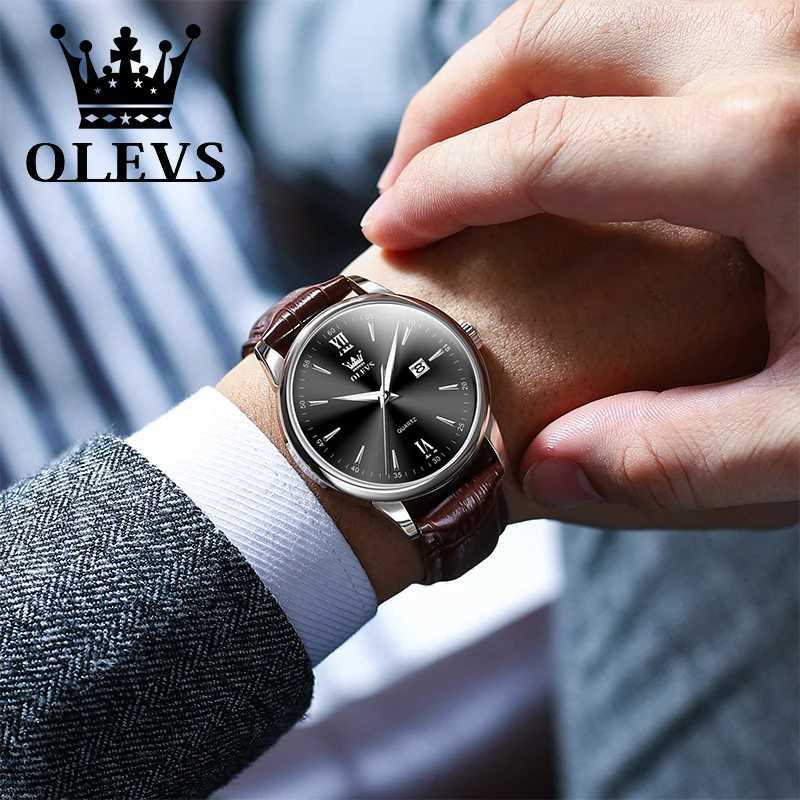OLEVS original waterproof casual quartz mens fashion trend wrist mens best-selling leather Str classic mens style W250104