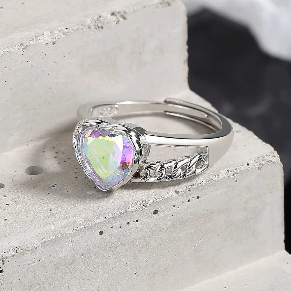 925 Sterling Silver Heart Crystal Adjustable Rings Wedding Luxury Jewelry For Women and Money 925XJ250514