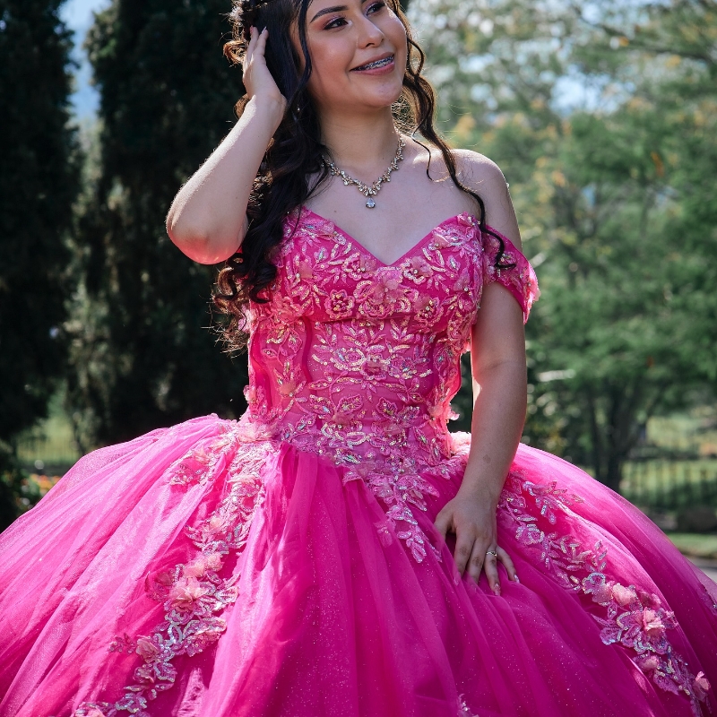 Rose Red Shiny Quinceanera Dresses Ball Gown Sweetheart Sequin Applique Lace Beading Tulle Lace-Up Party Princess Sweet 16 Dress Vestidos 15 XV Anos