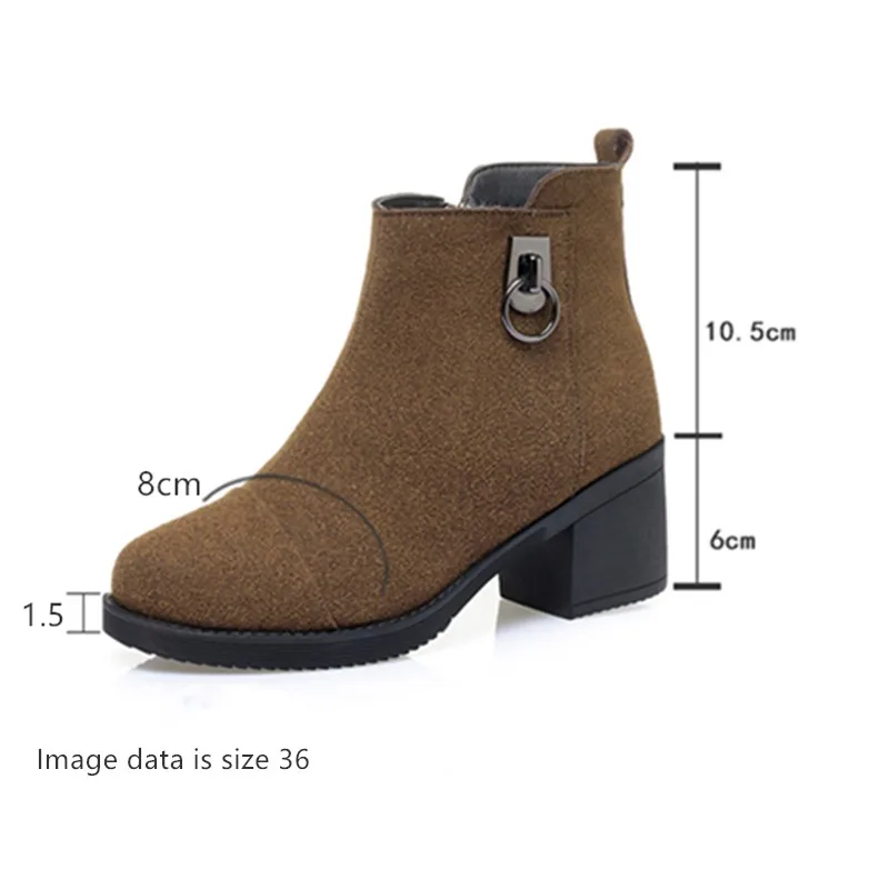 AIYUQI Women Ankle Boots Winter Genuine Leather Wool Boots Women Large Size High Heels Warm Fashion Boots Ladies