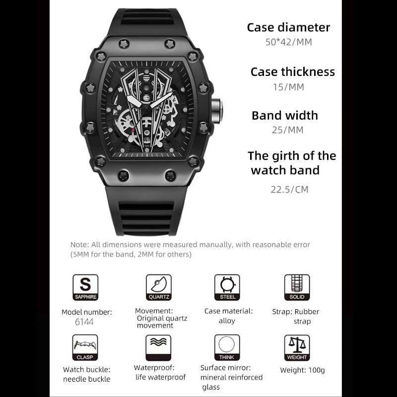 New Mens Fashion Watch Sport Mens Sile Str Automatic Metal Bucket Luminous Waterproof Quartz Watch W250104