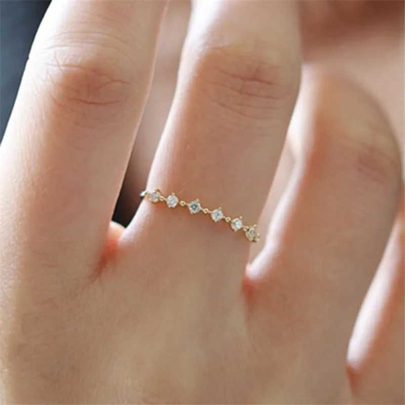 925 Sterling Silver Plating 14k Gold Fashion Simple Pav Diamond Ring Women Exquisite Sweet Wedding Jewelry AccoriesXJ250514