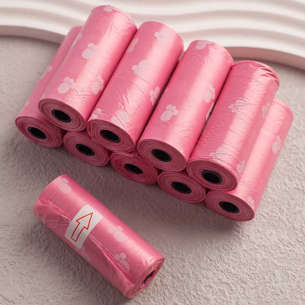 10 Rolls/Pack Pink Series Disposable Leak-Proof Dog Poop Bags Outdoor Clean Waste Bags for Puppy Products Pet Cleaning SuppliesXJ250104