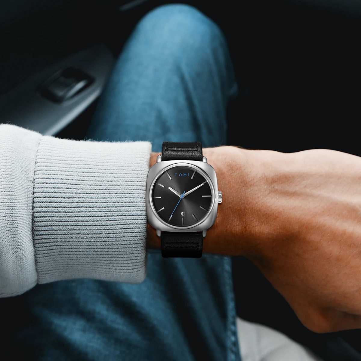 TOMI Mens Fashion Busin Design Square Small Disc High Quality Mini Design Elegant Mens Quartz W250104