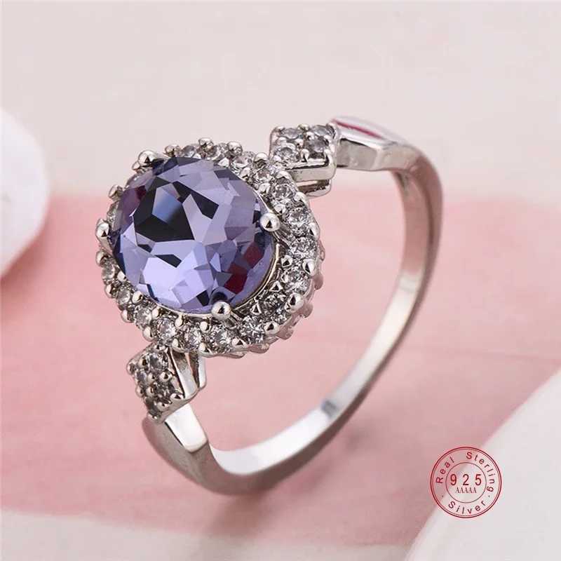 Genuine Jewelry 925 Sterling Silver Stackable Ring Round Black CZ Crystal Finger Ring for Women Wedding Party Bague BijouxXJ250514