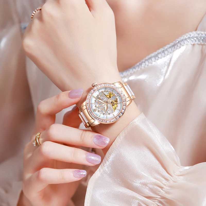 Luxury Mechanical Female Orkina Designer Skeleton Elegant Ceramic Str Waterproof Female Wrist Female Dr W250104