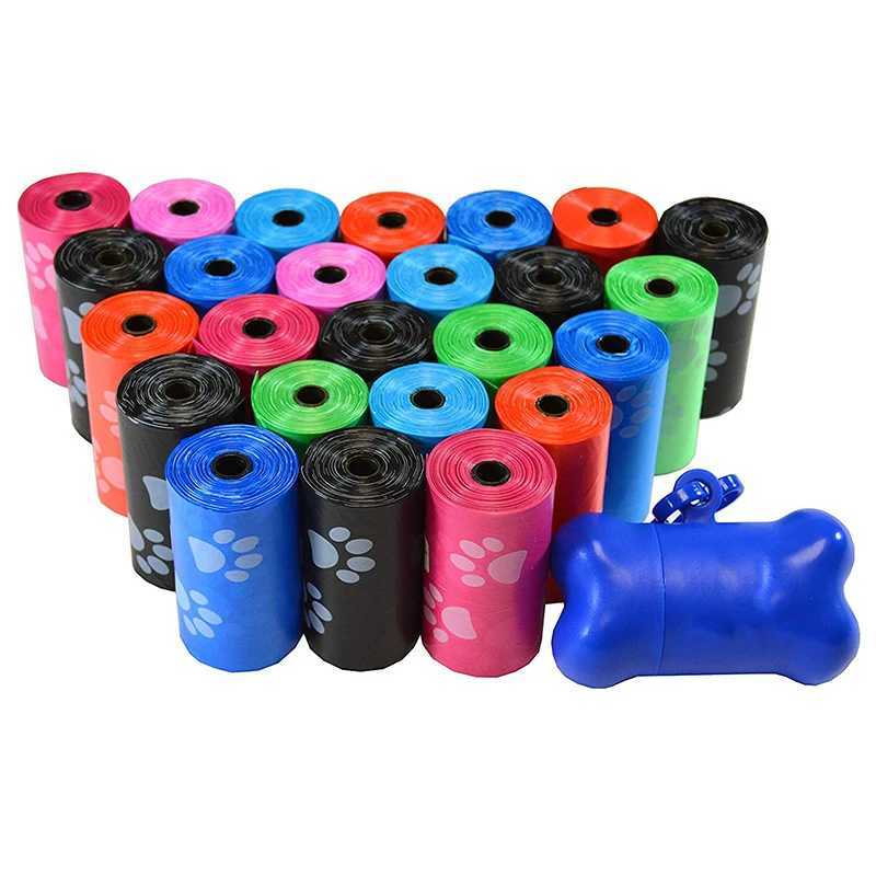 10 Rolls Paw Printing Dog Poop Bag 15 Bags/ Roll Large Cat Waste Bags Doggie Outdoor Home Clean Refill Garbage BagXJ250104