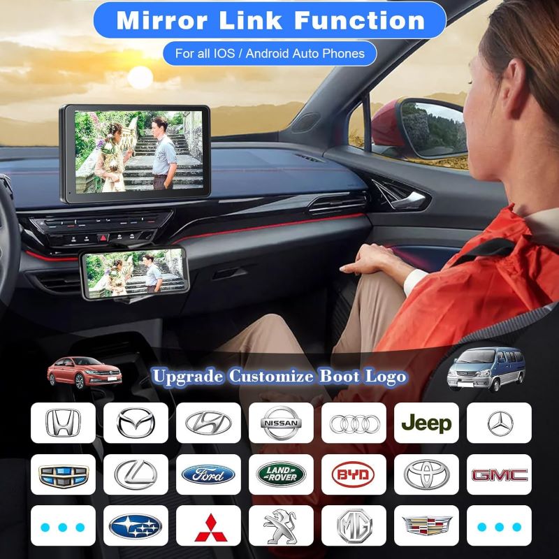 7 HD Portable Stereo Carplay Screen for Wireless Android Auto, Backup Camera, Car Audio Receivers with Voice Control, Mirror Link, Bluetooth, GPS Navi