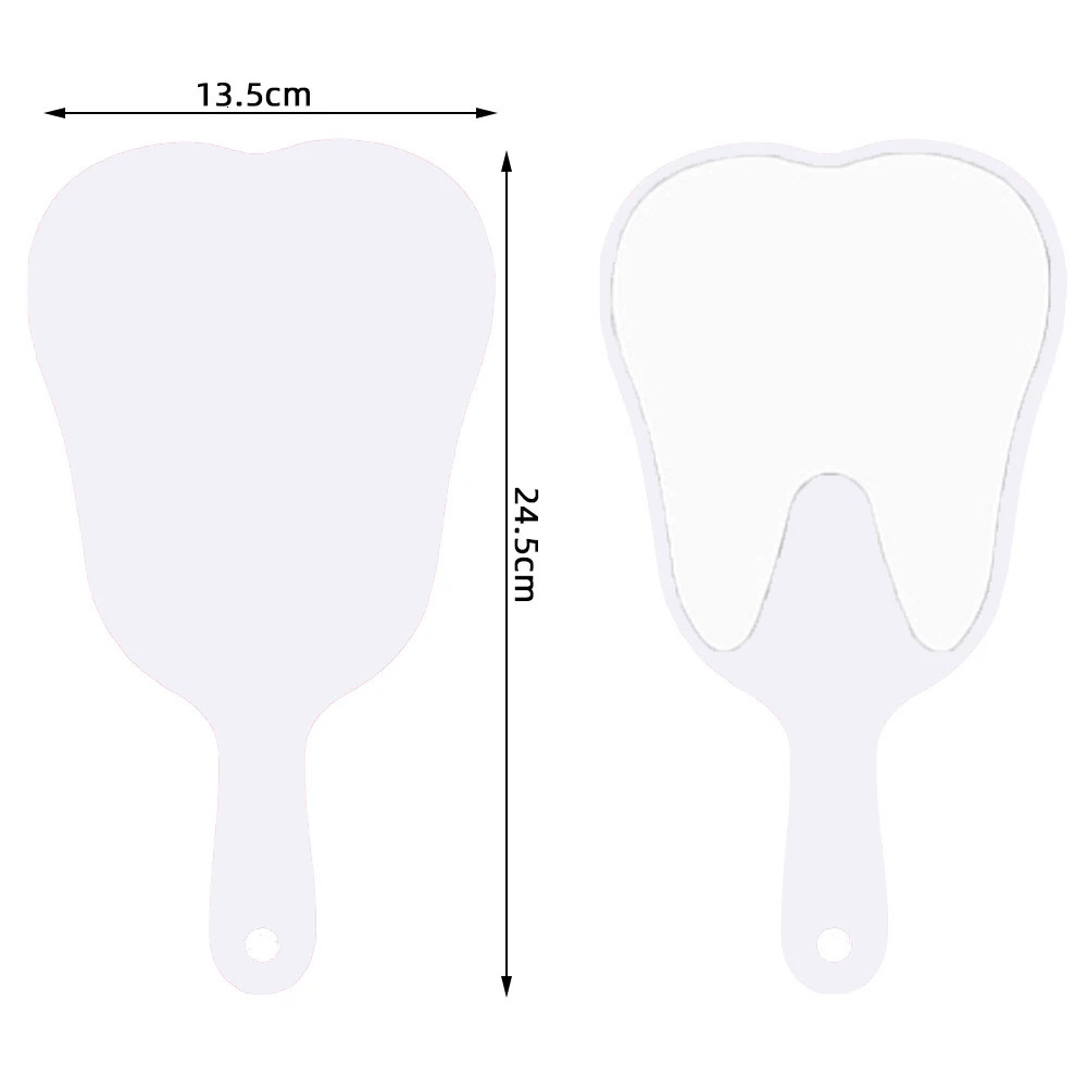 1 Pc Tooth Shaped Handheld Mirror Makeup Pink/Black 13.5x24.5cm Cute Dental Mouth Examination Accessories Dentist Tools 250103