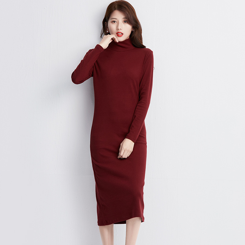 L58931 Autumn temperament sweet turtleneck sweater 2024 new women's Korean version solid color fashion bottoming t-shirt skirt