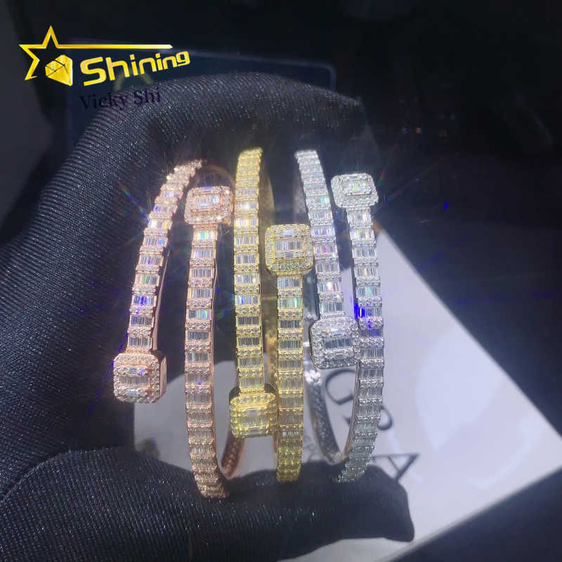 GRA Certificated Fine Jewelry Set 925 Solid Silver VVS Baguette Moissanite Diamond Bracelet Ring Womens Accessories