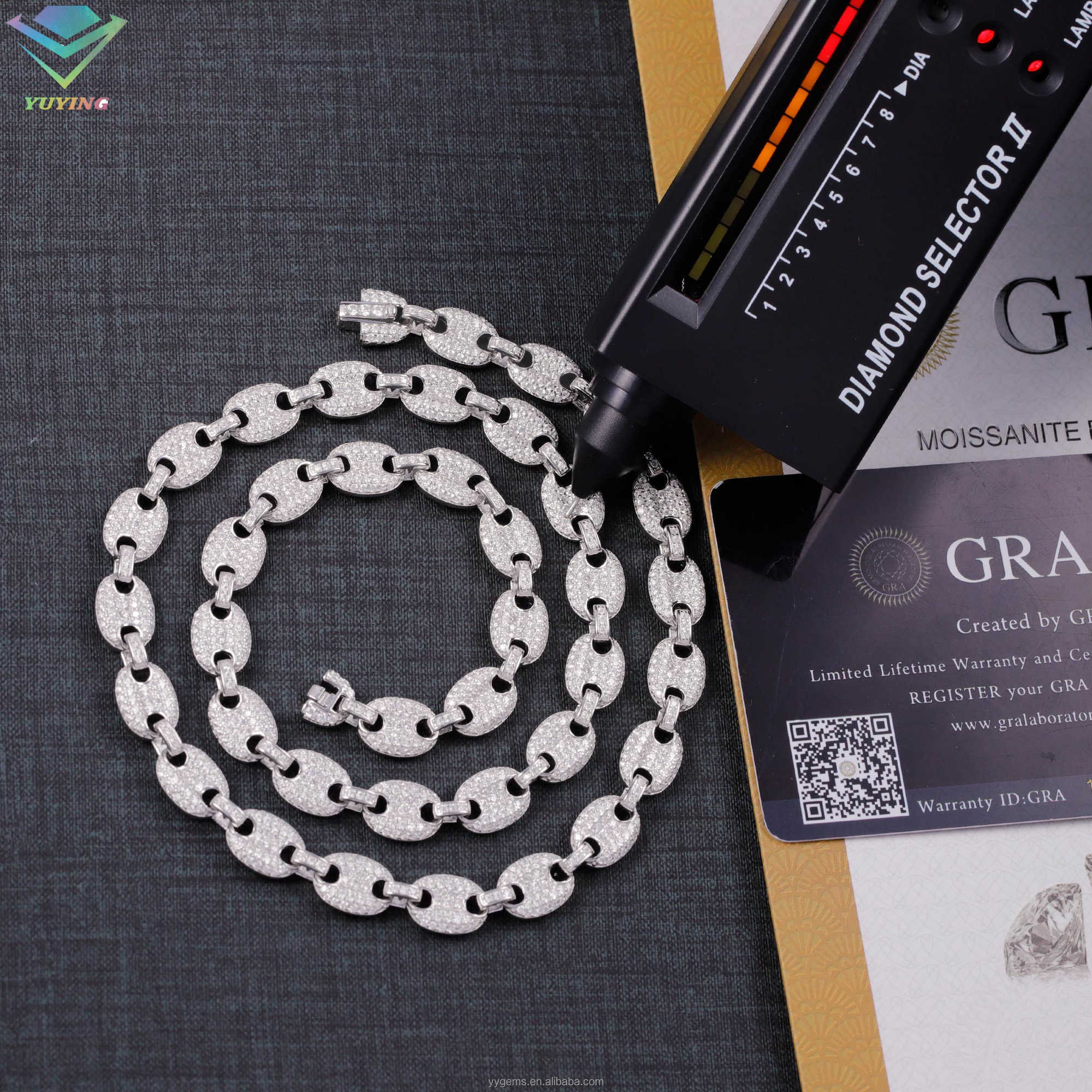 Fashion Mossanite Cuban Chain Fine Jewelry 6mm 8mm Wide S925 Silver Diamond Necklace VVS Moissanite Hiphop Cuban Link Chain