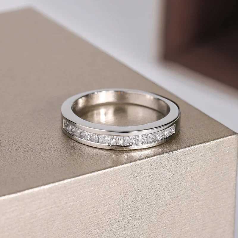 925 Sterling Silver Double Row Zircon Micro Inlaid Style Wedding Diamond Ring Set Zircon Ring For Couple RingXJ250514