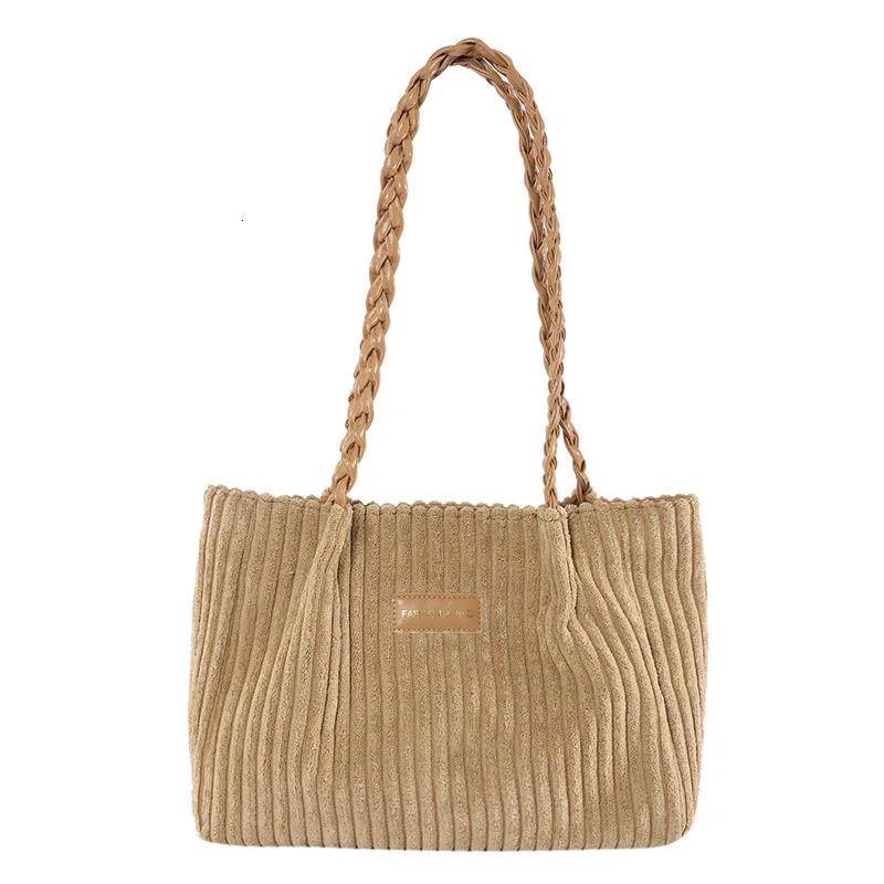 Women Corduroy Tote Bag For Leisure And Artistic High-capacity Casual Shopping Bag For School Work Shopping 250102