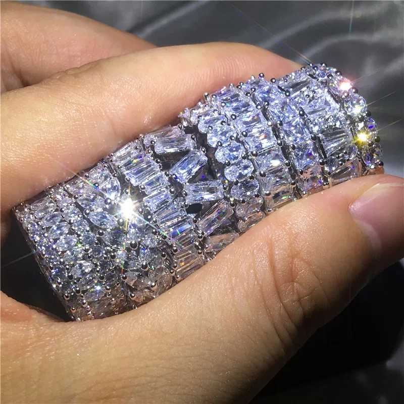 Wholesale Eternity Band Promise ring 925 Sterling silver Diamond cz Engagement Wedding Rings for women Men Finger Party JewelryXJ250514
