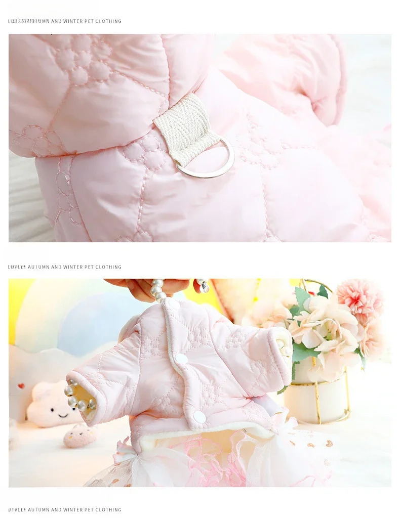 Llypop Pet Winter Clothes Princess Dog Hoodie BubbleSkirt Girl Dog Cat Winter Coat Outfit Clothes 250103