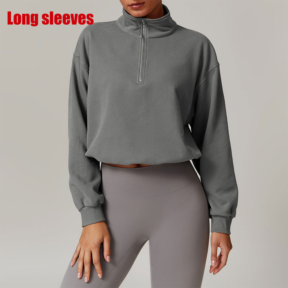 Cotton Winter Outdoor High Collar Yoga Top Coat Running Women's Jacket Half Zipper Women Sports Gym Long Sleeves