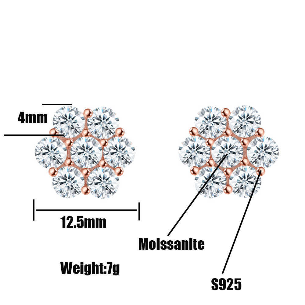 Icedminer 4MM Moissanite Iced Out Real Diamond Ear Stud For Women Men Hip Hop Jewelry Pass Tester Mossanite s925 Silver Earring