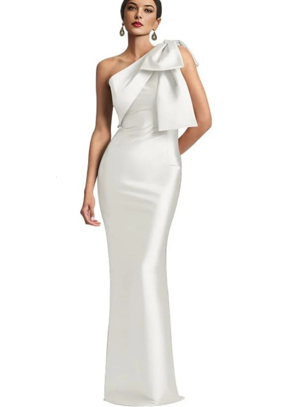 Elegant one shoulder satin mermaid dance dress with bow and floor length customized for special occasions and formal party dresses 250103