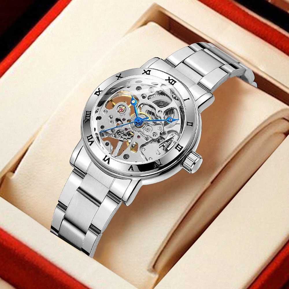 Winners Fashion Busin Mechanical for Women Luxury Brand Elegant Womens Stainless Steel Str Neutral W250104