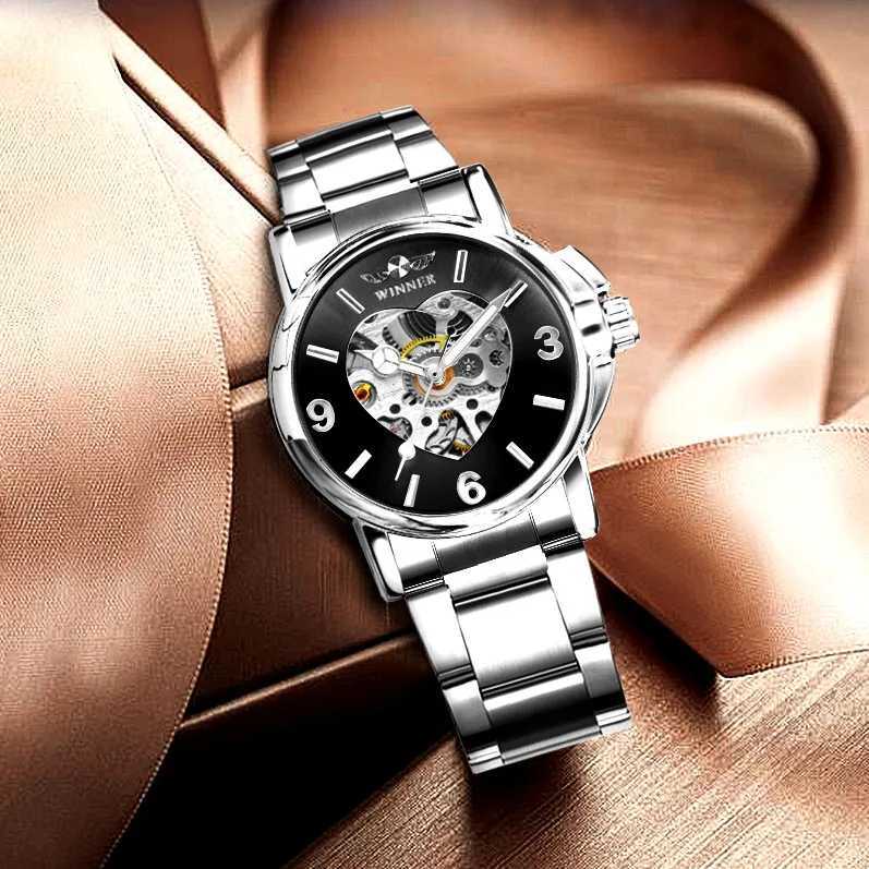 Fashion Award Winners Brand Women 2021 Automatic Mechanical Gold Core Skeleton Dial Stainless Steel Strip Elegant La W250104