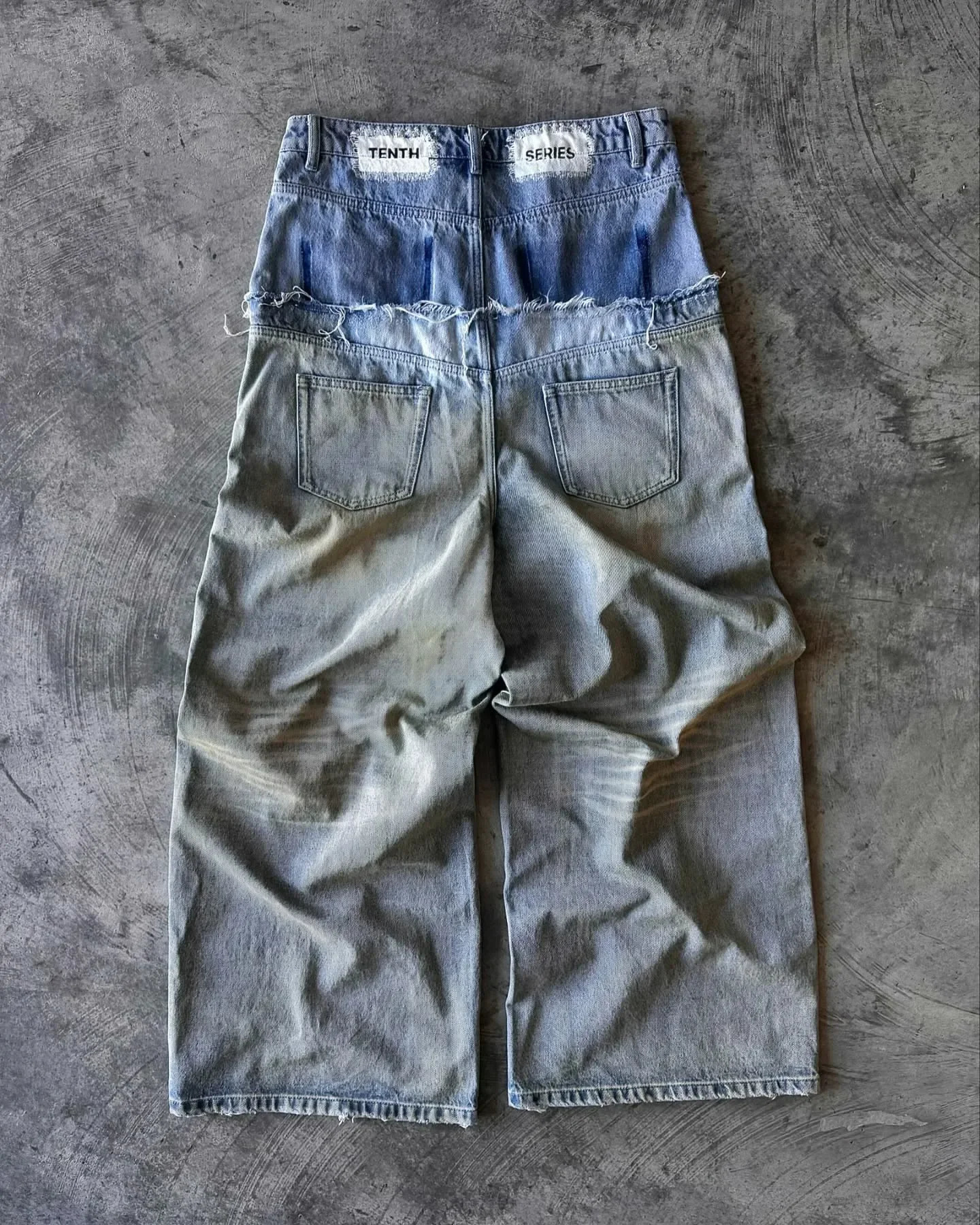 Street hip hop letter-print jeans Men y2k Goth punk Harajuku ripped wide leg pants Retro loose straight leg double waisted pants 241230
