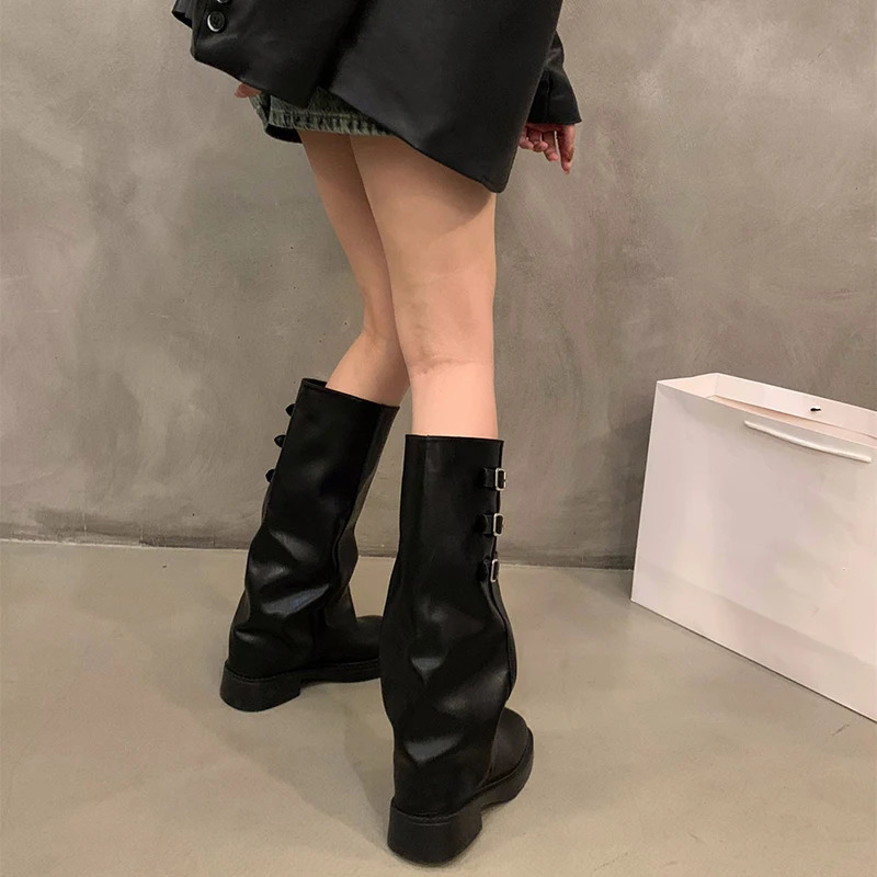 Retro Style Knee High Boots Women Fashion Ladies Slip On Knight Long Boots Autumn Winter Womens Footwear 250103