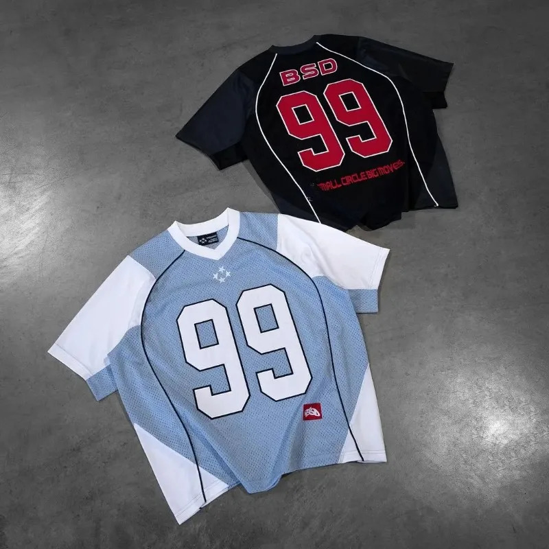 Y2K Sports Fitness Network T-shirt mens size 99 clothing quick drying splicing retro casual street hip-hop top womens 241230