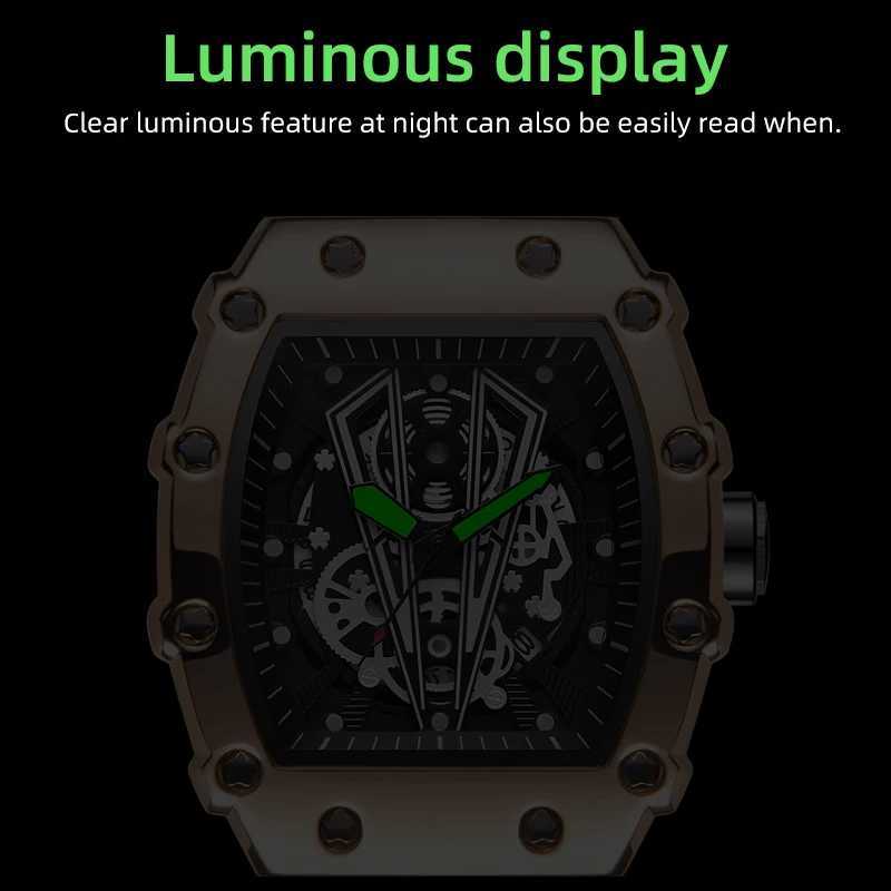 New Mens Fashion Watch Sport Mens Sile Str Automatic Metal Bucket Luminous Waterproof Quartz Watch W250104