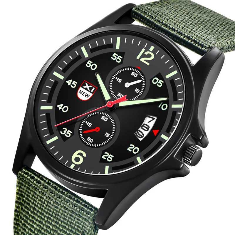 Mens Original XINEW Brand Student Fashion Nylon Band Simple Sports Military Date Quartz Wrist Relogio Masculino W250104