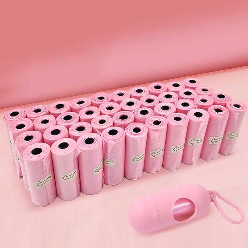 Pink Pet Dog Poop Bags 120rolls Dispenser Collector Garbage Bag Puppy Pooper Scooper Bag Small Rolls Outdoor Clean Pets SuppliesXJ250104