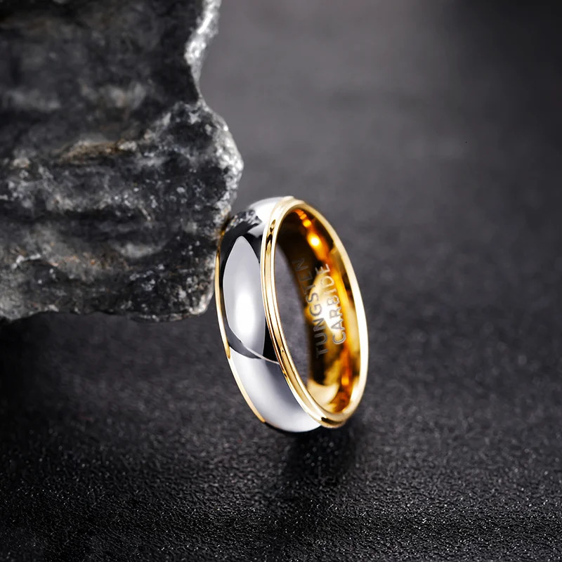 Tigrade 4mm/6mm Men Women Tungsten Carbide Ring Gold Plated Polished Rings Engagement Wedding Bands For Lover Couple 250103