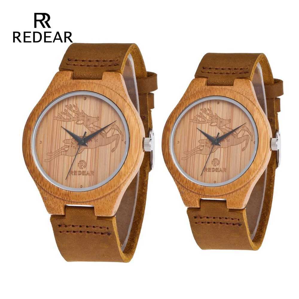 REDEAR OEM him and her reindeer style bamboo mens luxury leather wooden wristband as a holiday gift W250104