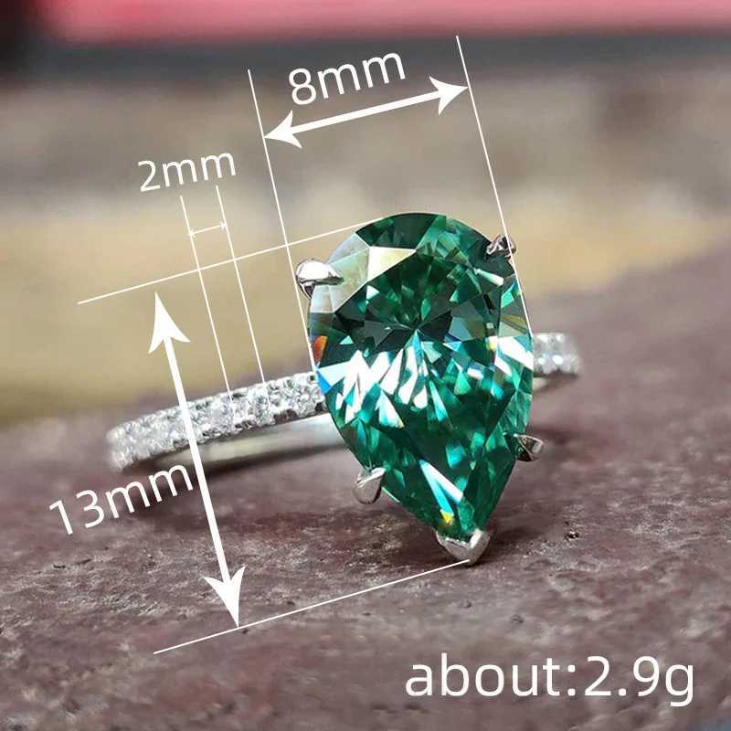 Water Drop Lab Emerald Diamond Finger Ring 925 Sterling Silver Party Wedding Band Rings for Women Promise Engagement JewelryXJ250104