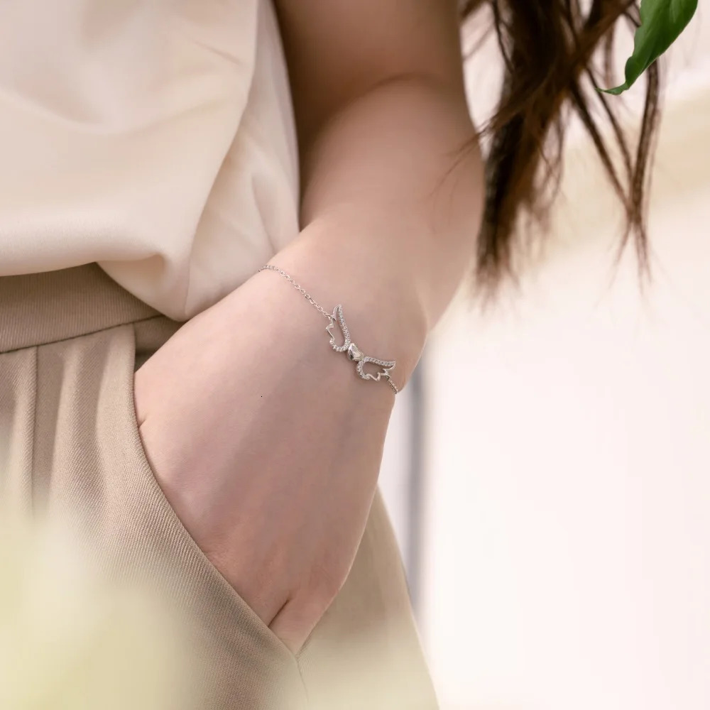 Xuyuanfen Cross Border Spot S925 sterling silver bracelet for women Instagram style crowd love angel wings zircon 250102