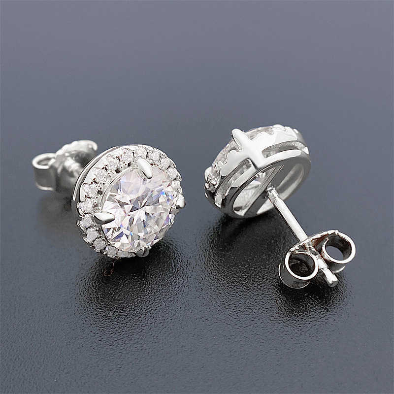 Icedminer Moissanite Diamond Earrings Round S925 Silver Ear Jewelry Pass Tester S925 Silver Earrings for Women
