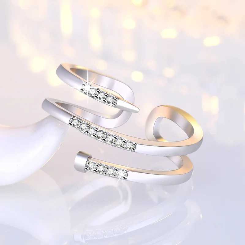 New 925 Sterling Silver Ring AAA Zircon adjustable Size Engagement Rings For Women Wedding Ring Party Fashion N Jewelry GiftXJ250104