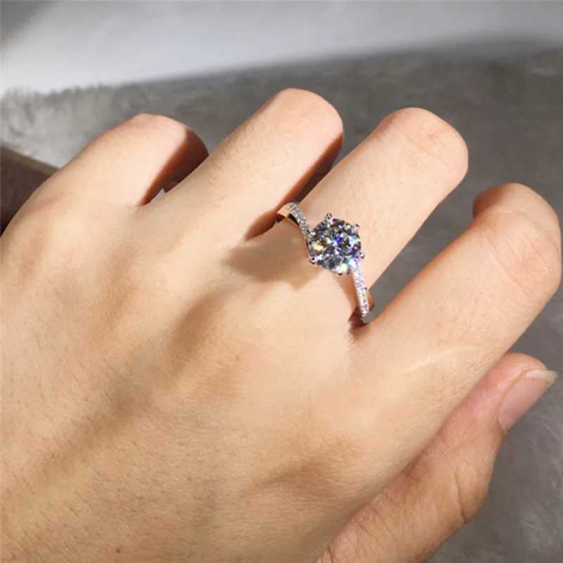 925 Sterling Silver Luxury Cubic Zirconia Wedding Rings for Women Twist Band Eternity Proposal Engagement Ring Classic JewelryXJ250104